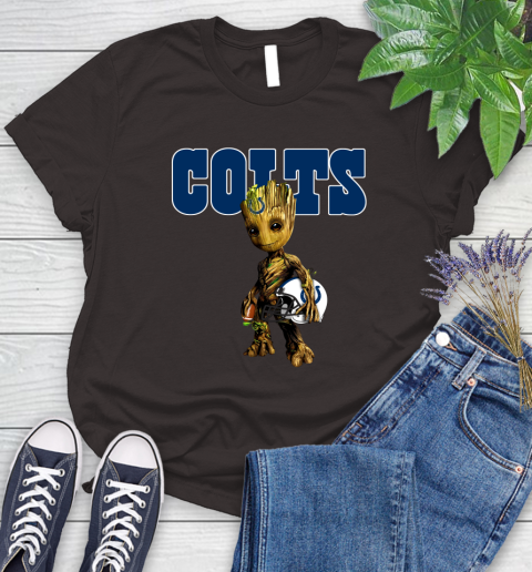 Indianapolis Colts NFL Football Groot Marvel Guardians Of The Galaxy Women's T-Shirt 8