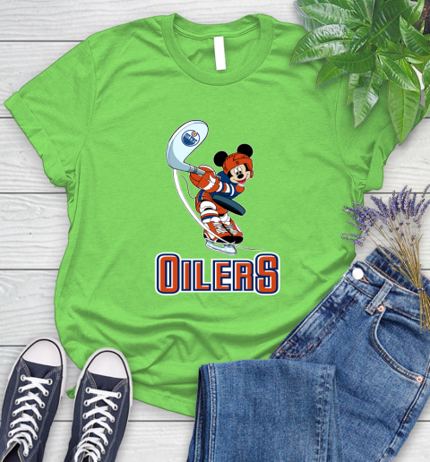 NHL Hockey Edmonton Oilers Cheerful Mickey Mouse Shirt Women's T-Shirt 10