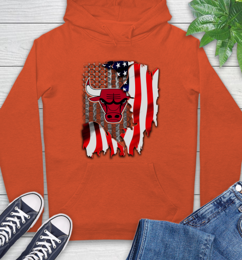 Chicago Bulls NBA Basketball American Flag Hoodie Tee For Sports
