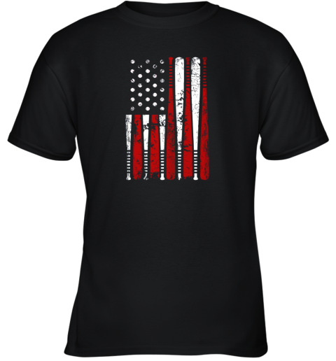 VIntage Baseball Bat American USA Flag Gift Youth T-Shirt