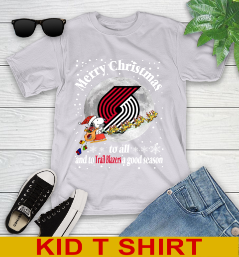 Portland Trail Blazers Merry Christmas To All And To Trail Blazers A Good Season NBA Basketball Sports Youth T-Shirt 4