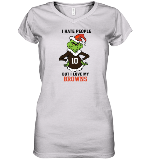 I Hate People But I Love My Browns Cleveland Browns NFL Teams Women's V-Neck T-Shirt