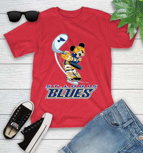 NHL Hockey St.Louis Blues Cheerful Mickey Mouse Shirt Youth T-Shirt 10