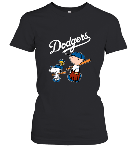 Los Angeles Dodgers Let's Play Baseball Together Snoopy MLB Women's T-Shirt