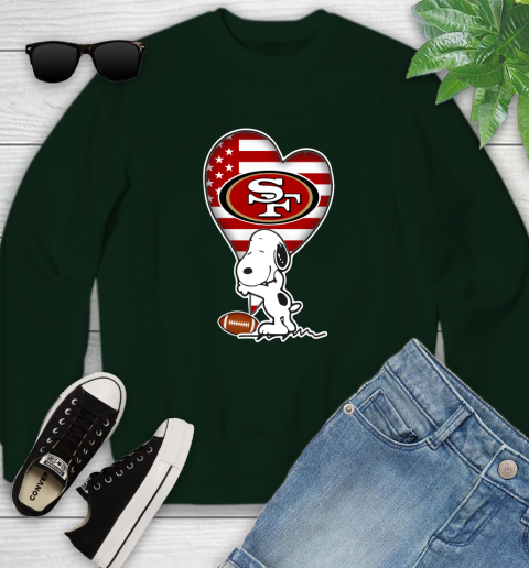 San Francisco 49ers NFL Football The Peanuts Movie Adorable Snoopy Youth Sweatshirt 10