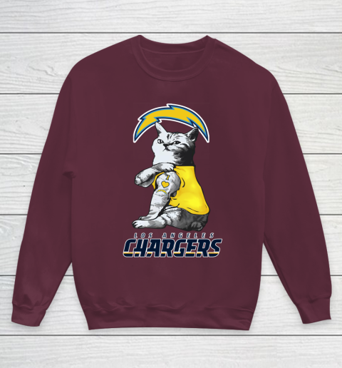 NFL Football My Cat Loves Los Angeles Chargers Youth Sweatshirt 4