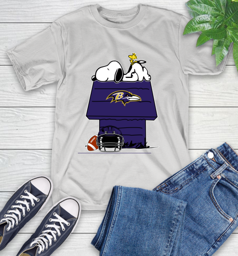 Baltimore Ravens NFL Football Snoopy Woodstock The Peanuts Movie T-Shirt