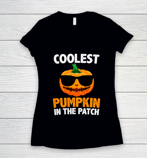Coolest Pumpkin In The Patch Pumpkin Girls Women's V-Neck T-Shirt