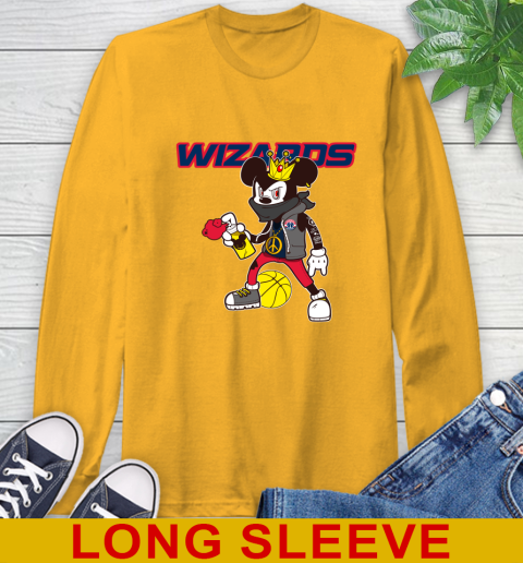 Washington Wizards NBA Basketball Mickey Peace Sign Sports Long Sleeve T-Shirt 3