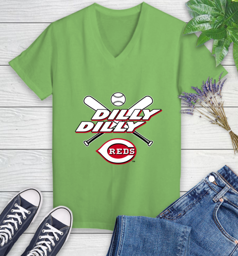 MLB Cincinnati Reds Dilly Dilly Baseball Sports Women's V-Neck T-Shirt 11