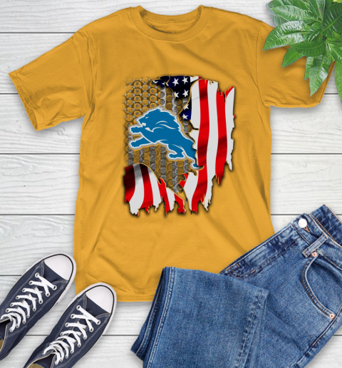 Detroit Lions NFL Football American Flag T-Shirt 2