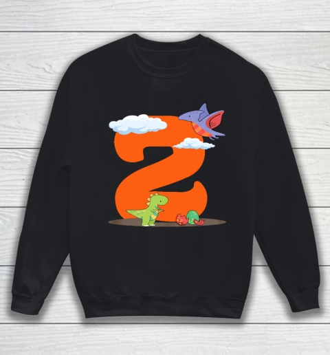 Kids 2nd Birthday Cute Dinosaur Gift Girl Boy 2 Years Old Sweatshirt