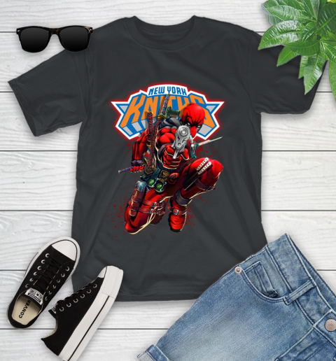 NBA Deadpool Marvel Comics Sports Basketball New York Knicks Youth T-Shirt 2