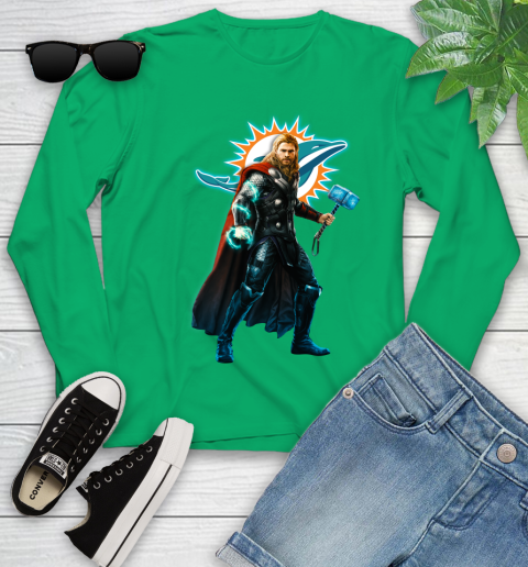 NFL Thor Avengers Endgame Football Miami Dolphins Youth Long Sleeve 6