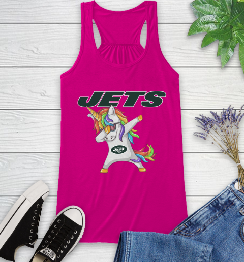 New York Jets NFL Football Funny Unicorn Dabbing Sports Racerback Tank 8