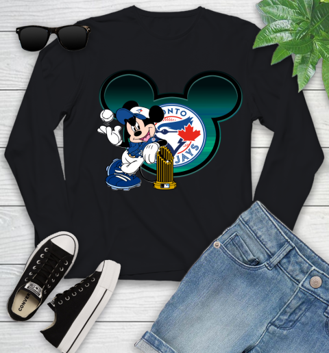 MLB Toronto Blue Jays The Commissioner's Trophy Mickey Mouse Disney Youth Long Sleeve 2
