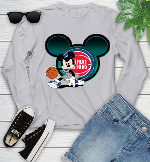 NBA Detroit Pistons Mickey Mouse Disney Basketball Youth Long Sleeve 5