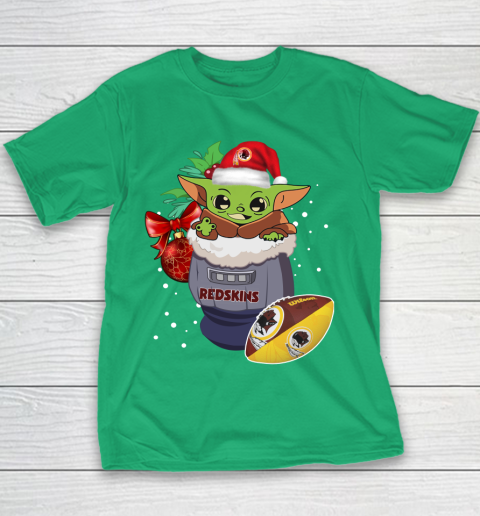 Washington Redskins Christmas Baby Yoda Star Wars Funny Happy NFL Youth T-Shirt