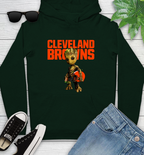 Cleveland Browns NFL Football Groot Marvel Guardians Of The Galaxy Youth Hoodie 13