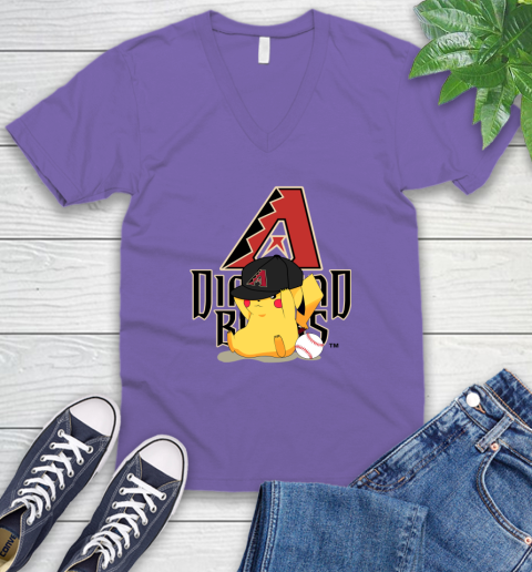 MLB Pikachu Baseball Sports Arizona Diamondbacks V-Neck T-Shirt 9