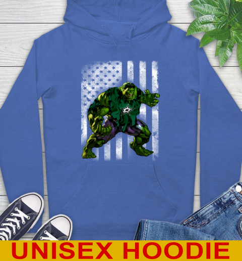 Dallas Stars Hulk Marvel Avengers NHL Hockey American Flag Hoodie 9