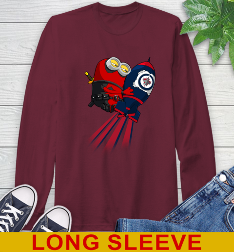 NHL Hockey Winnipeg Jets Deadpool Minion Marvel Shirt Long Sleeve T-Shirt 7