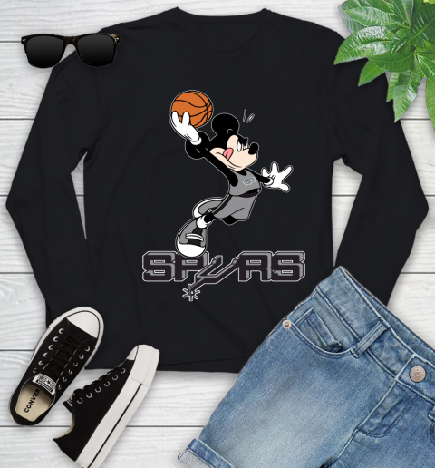 NBA Basketball San Antonio Spurs Cheerful Mickey Mouse Shirt Youth Long Sleeve