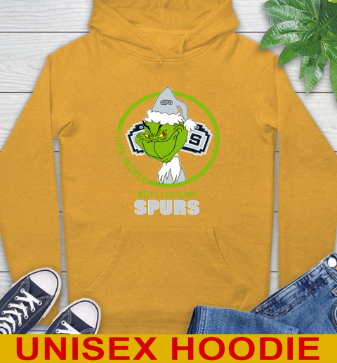 San Antonio Spurs NBA Christmas Grinch I Hate People But I Love My Favorite Basketball Team Hoodie 3