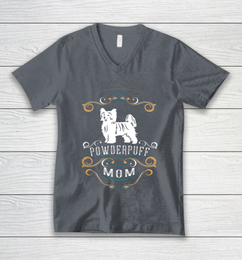 Dog Mom Shirt Powderpuff Mom Chinese Crested Dog V-Neck T-Shirt 4