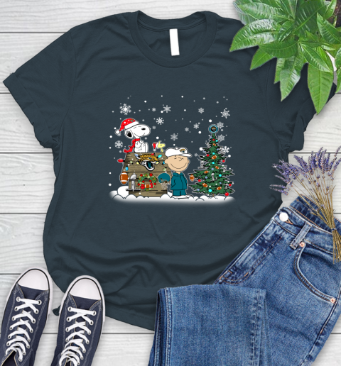 NFL Jacksonville Jaguars Snoopy Charlie Brown Christmas Football Super Bowl Sports Women's T-Shirt 11