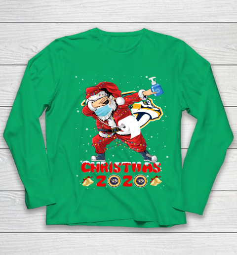 Nashville Predators Funny Santa Claus Dabbing Christmas 2020 NHL Youth Long Sleeve 4