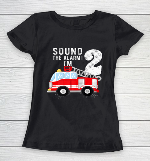 Kids Firefighter 2nd Birthday Boy 2 Year Old Fire Truck Women's T-Shirt