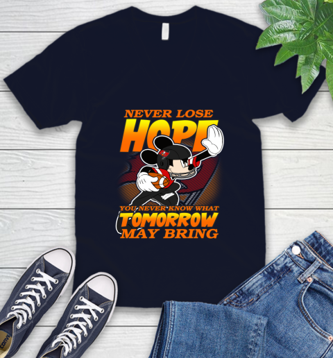 Tampa Bay Buccaneers NFL Football Mickey Disney Never Lose Hope V-Neck T-Shirt 2