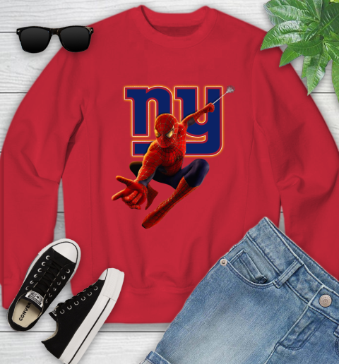 NFL Spider Man Avengers Endgame Football New York Giants Youth Sweatshirt 9