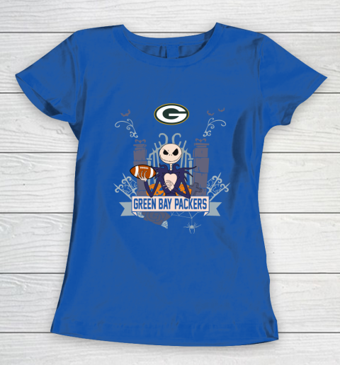 NFL Green Bay Packers Football Jack Skellington Halloween Women's T-Shirt 8