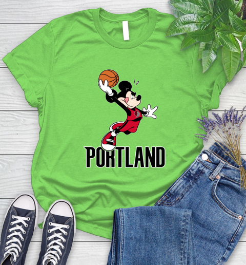 NBA Basketball Portland Trail Blazers Cheerful Mickey Mouse Shirt Women's T-Shirt 10