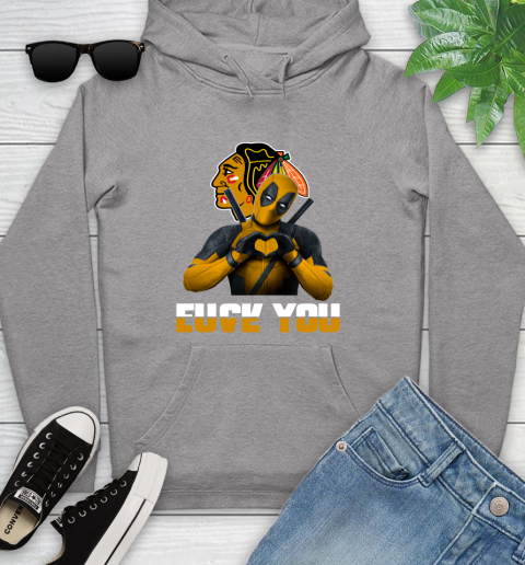 NHL Chicago Blackhawks Deadpool Love You Fuck You Hockey Sports Youth Hoodie 6