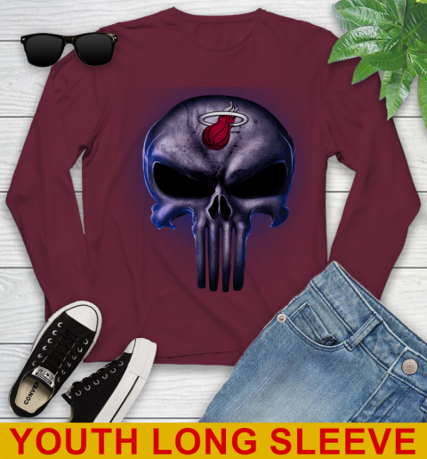 Miami Heat NBA Basketball Punisher Skull Sports Youth Long Sleeve 6
