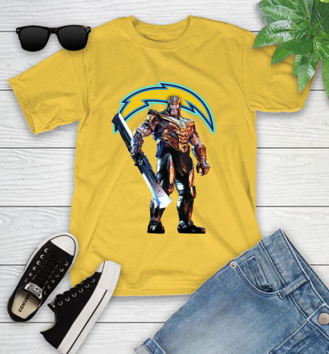 NFL Thanos Gauntlet Avengers Endgame Football San Diego Chargers Youth T-Shirt 8