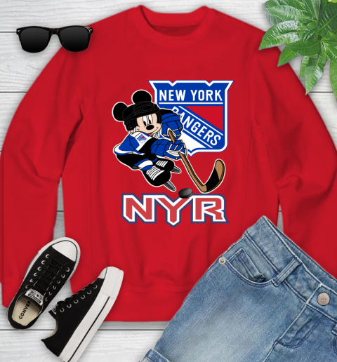 NHL New York Rangers Mickey Mouse Disney Hockey T Shirt Youth Sweatshirt 9