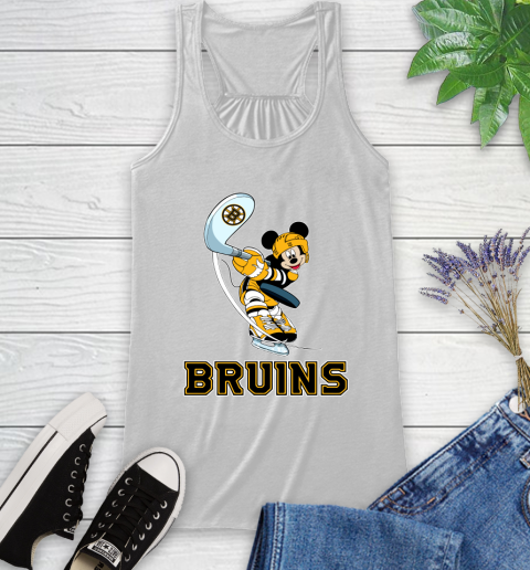 NHL Hockey Boston Bruins Cheerful Mickey Mouse Shirt Racerback Tank 2