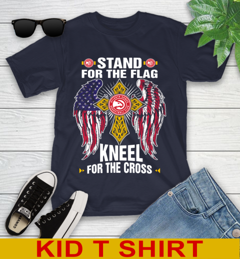 NBA Basketball Atlanta Hawks Stand For Flag Kneel For The Cross Shirt Youth T-Shirt 2