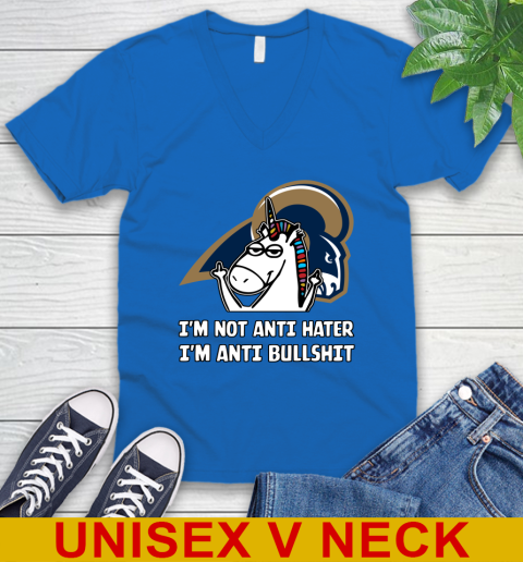 Los Angeles Rams NFL Football Unicorn I'm Not Anti Hater I'm Anti Bullshit V-Neck T-Shirt 6