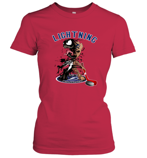 NHL Tampa Bay Lightning Hockey Venom Groot Guardians Of The Galaxy Zx2lICk8QE6 ladies t shirt 20 95 151514 front red
