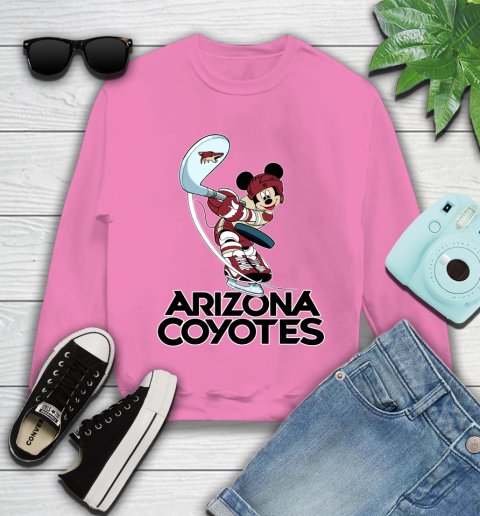 NHL Hockey Arizona Coyotes Cheerful Mickey Mouse Shirt Youth Sweatshirt 6
