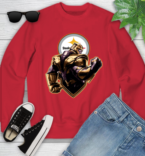 NFL Thanos Avengers Endgame Football Sports Pittsburgh Steelers Youth Sweatshirt 9
