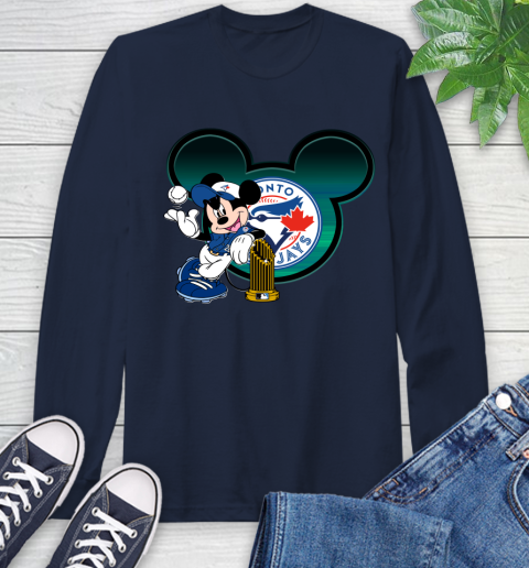 MLB Toronto Blue Jays The Commissioner's Trophy Mickey Mouse Disney Long Sleeve T-Shirt 4