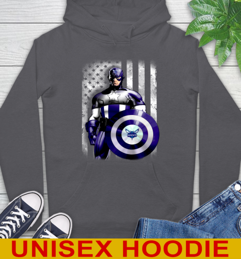 Charlotte Hornets NBA Basketball Captain America Marvel Avengers American Flag Shirt Hoodie 7