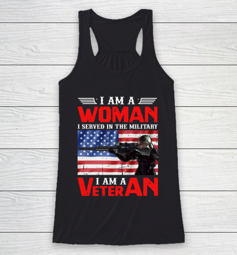 Veteran Shirt I Am A Woman I Am A Veteran Usa Flag Racerback Tank