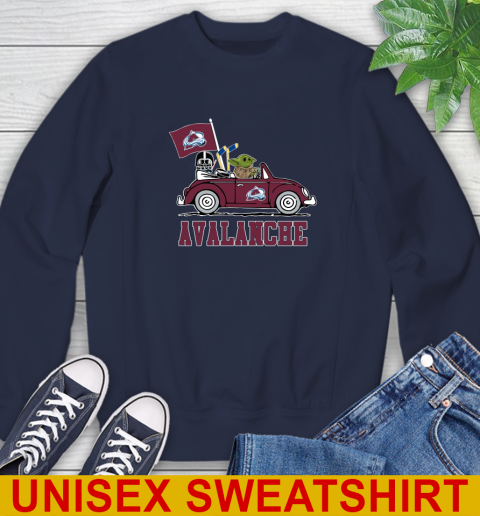 NHL Hockey Colorado Avalanche Darth Vader Baby Yoda Driving Star Wars Shirt Sweatshirt 3